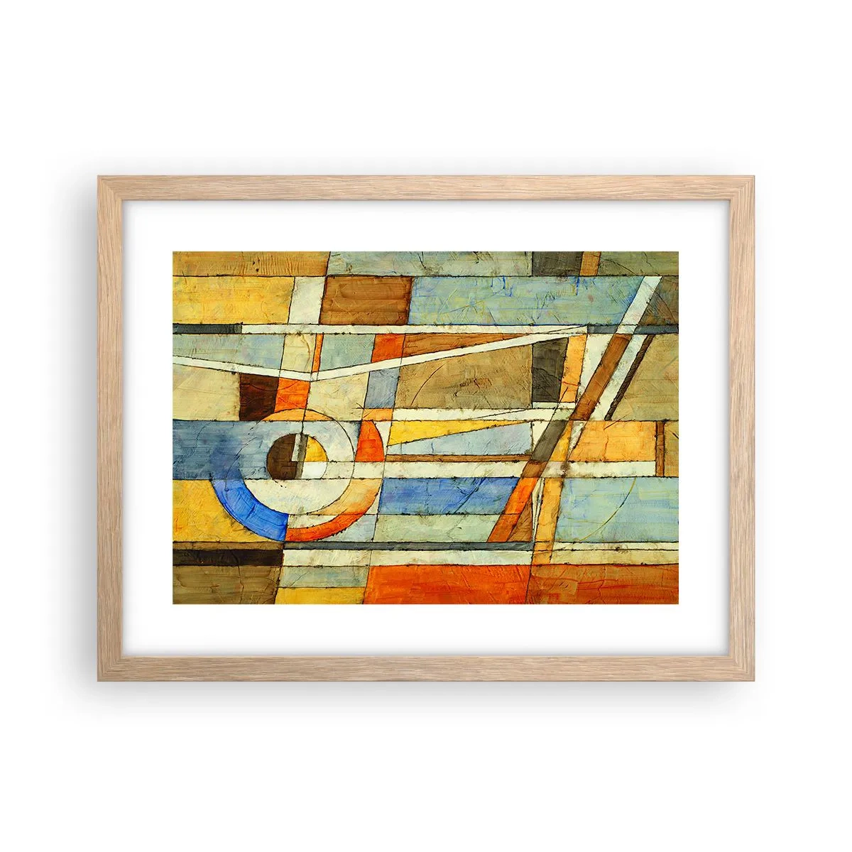Poster in einem Rahmen aus heller Eiche - Kubismus auf der Baustelle - 40x30 cm