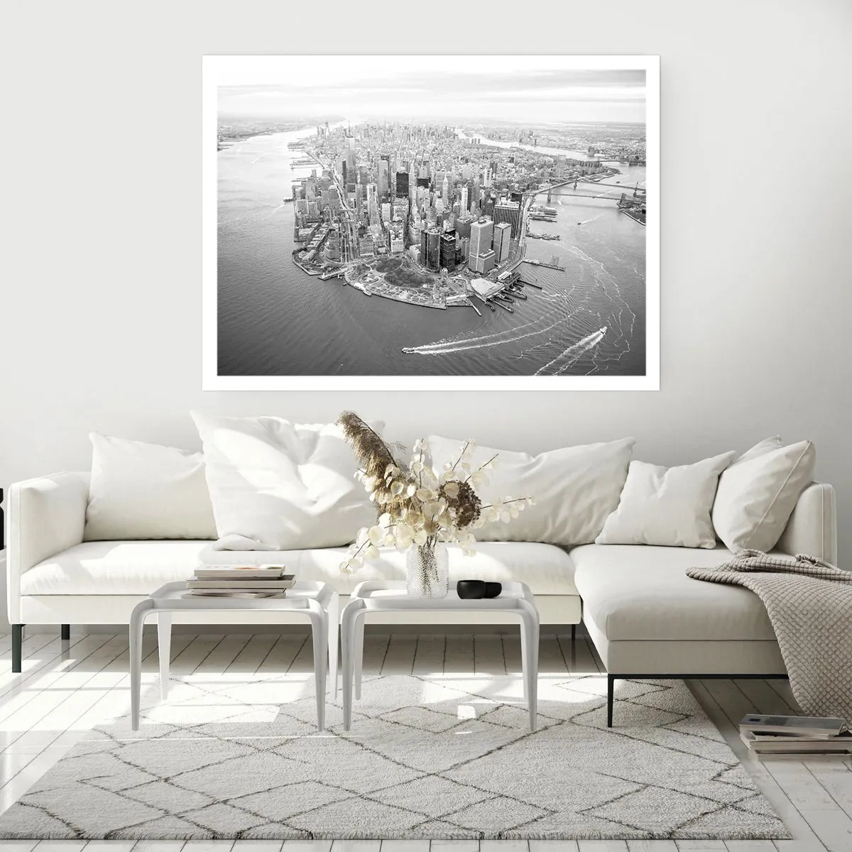 Poster - Luftaufnahme von Manhattan in Schwarzweiß - 100x70cm - Und wie kann es man nicht lieben? - Moderne Wanddekoration für Wohnzimmer und Schlafzimmer ARTTOR