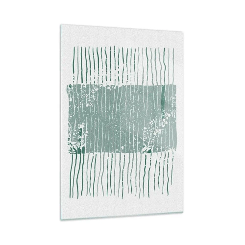 Glasbild - Bild auf glas - Horizontale Meereslinien mit Distressed-Effekt erzeugen eine abstrakte Struktur - 50x70cm - Marine Abstraktion - Moderne Wanddekoration für Wohnzimmer und Schlafzimmer ARTTOR