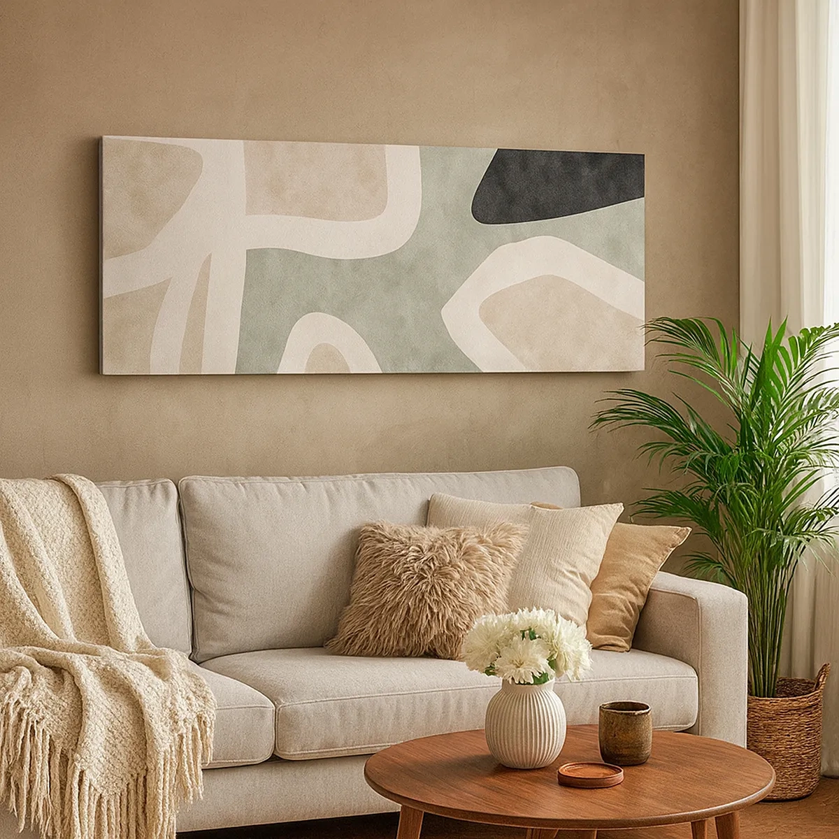 Bild auf Leinwand - Leinwandbild - Komposition mit schwarzem Motiv - 30x30 cm