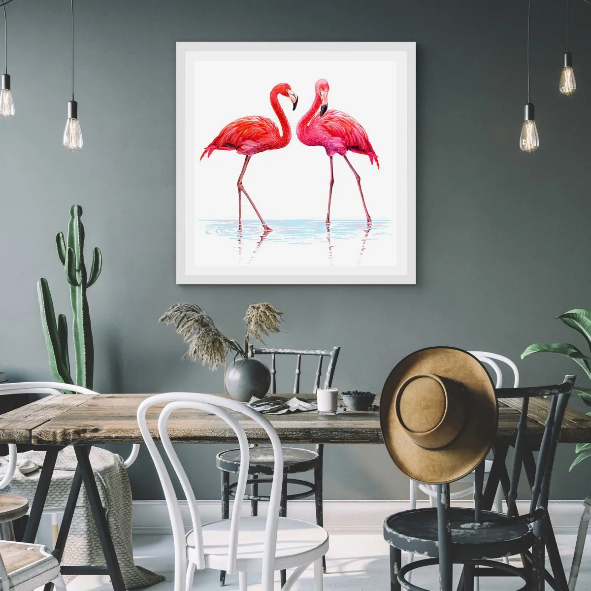 Poster in einem weißen Rahmen - Rosa randez-vous - 60x60 cm