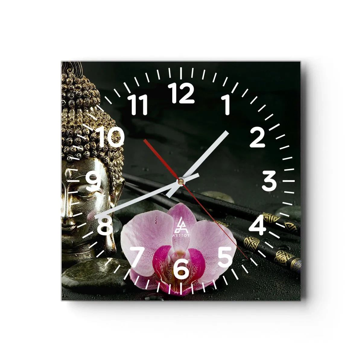 Wanduhr - Glasuhr - Harmonie von Weisheit und Schönheit - 40x40 cm