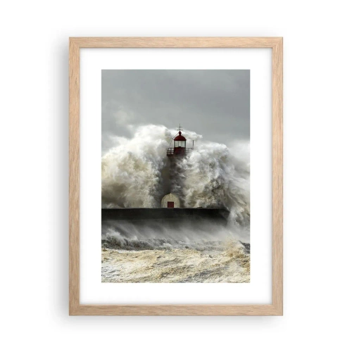 Poster in einem Rahmen aus heller Eiche - Die Wut des Ozeans - 30x40 cm