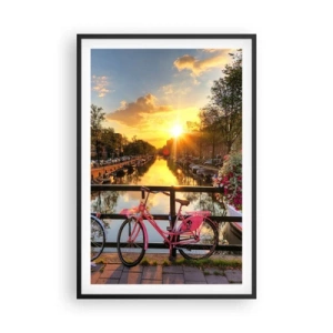 Poster in einem schwarzem Rahmen - Frühlingsmorgen in Amsterdam - 61x91 cm