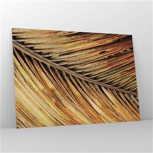 Glasbild - Bild auf glas - Nahaufnahme von trockenen, goldenen Palmblättern - 100x70cm - Kokosnuss-Gold - Moderne Wanddekoration für Wohnzimmer und Schlafzimmer ARTTOR