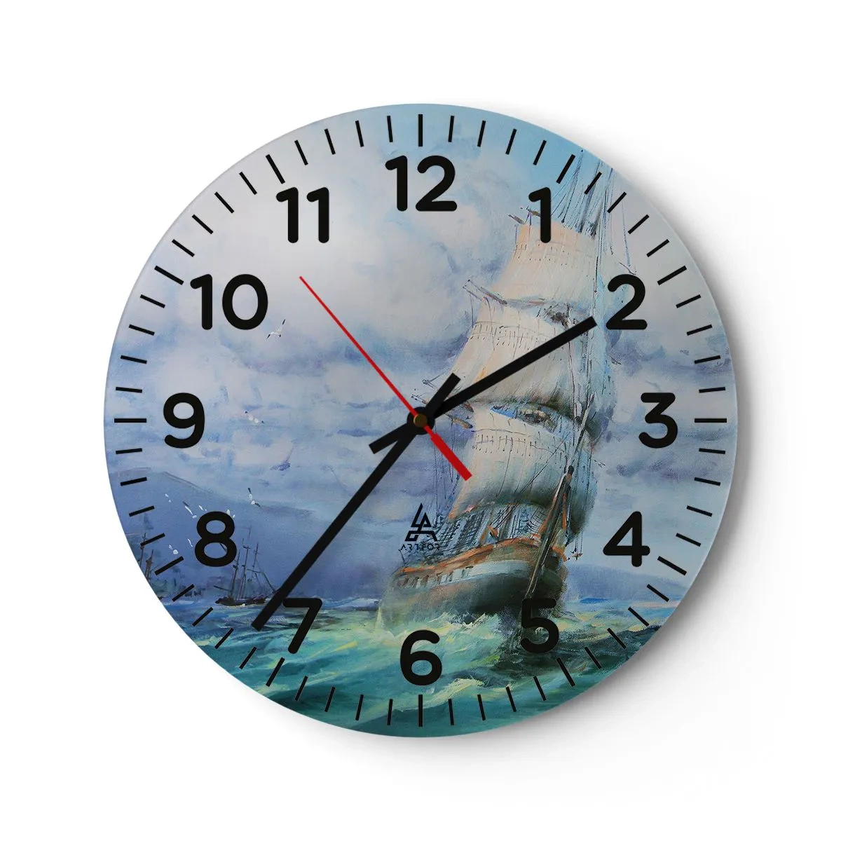 Wanduhr - Glasuhr - Guter Wind - 40x40 cm