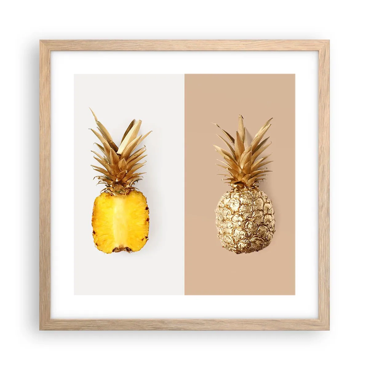 Poster in einem Rahmen aus heller Eiche - Ananas für uns - 40x40 cm