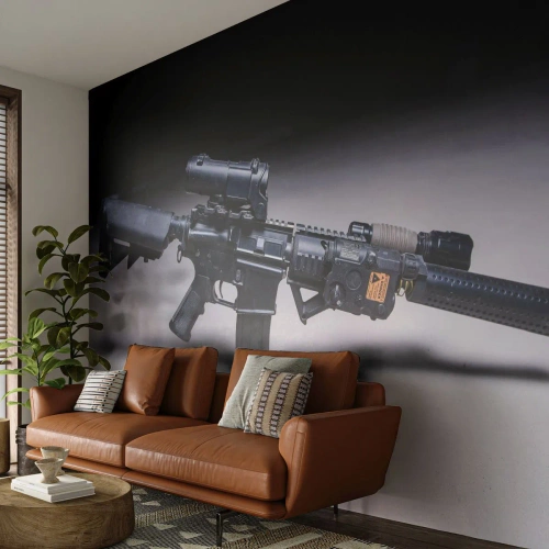 Selbstklebende Fototapete Deluxe Sticker - dunkler Ritter - Militär, Gewehr, Waffe - 400x280 cm
