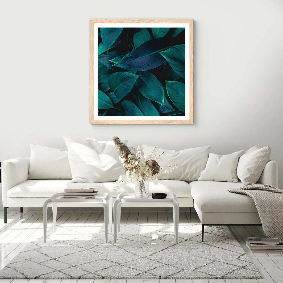 Poster in einem Rahmen aus heller Eiche - Grün in sich selbst - 40x40 cm