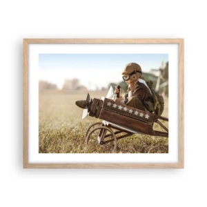 Poster in einem Rahmen aus heller Eiche - Start in Richtung eines Traums - 50x40 cm