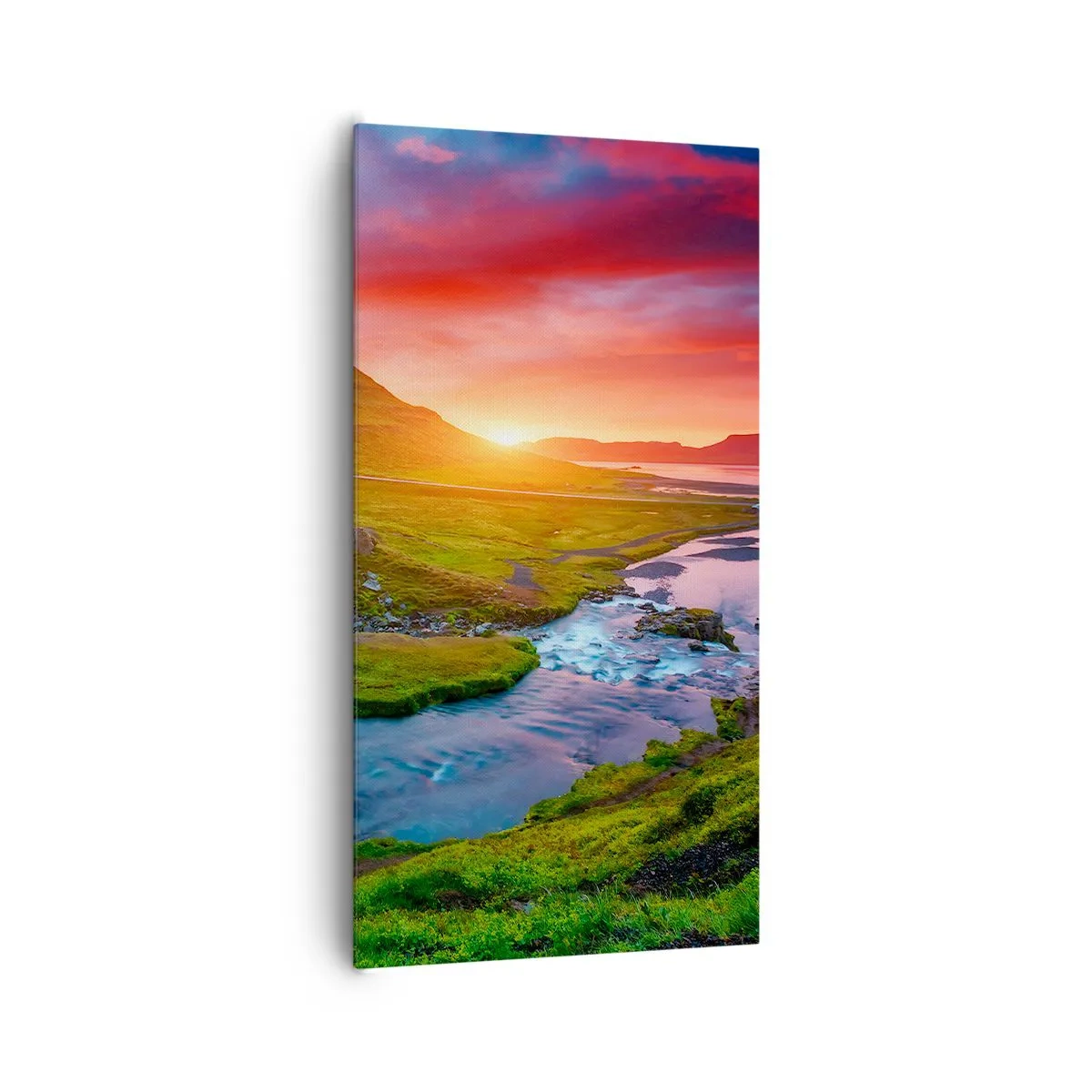 Bild auf Leinwand - Leinwandbild - Island - Feuer und Wasser - 65x120 cm