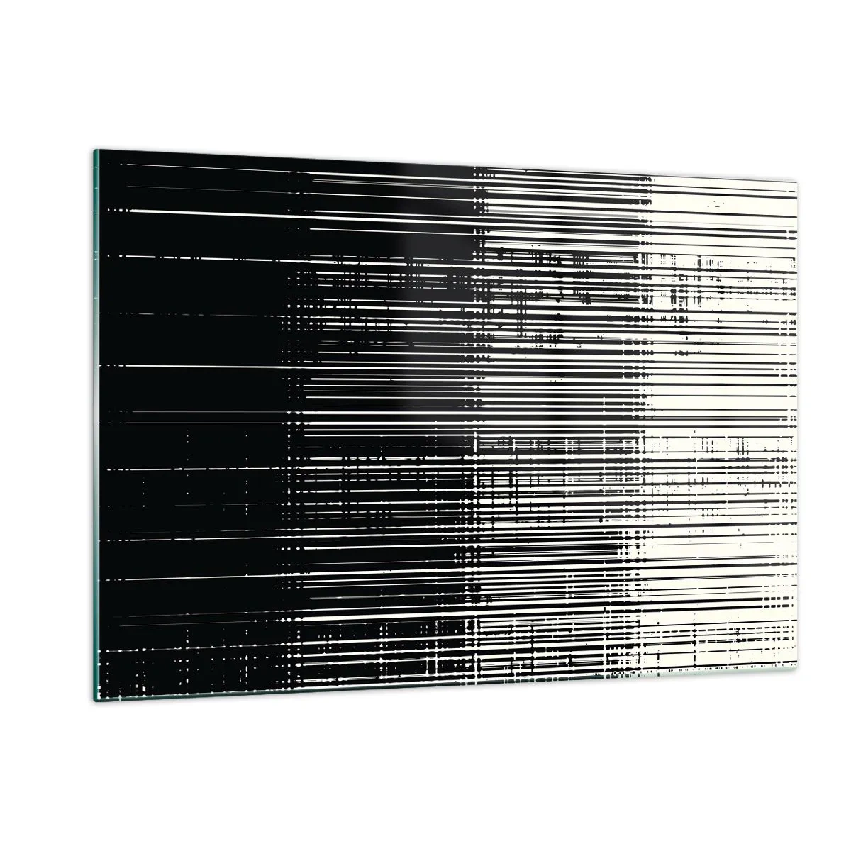 Glasbild - Bild auf glas - Schwarz-Weiß-Abstraktion mit horizontalen Linien, die einen Farbverlauf erzeugen - 120x80cm - Wellen und Vibrationen - Moderne Wanddekoration für Wohnzimmer und Schlafzimmer ARTTOR