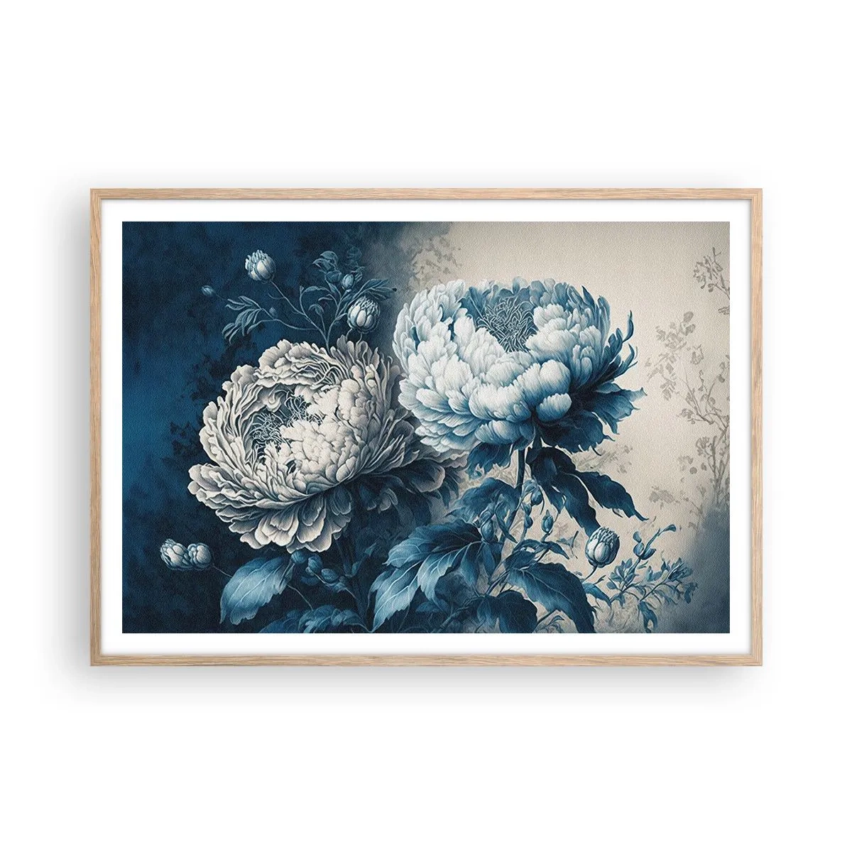 Poster in einem Rahmen aus heller Eiche - Passendes Paar - 100x70 cm