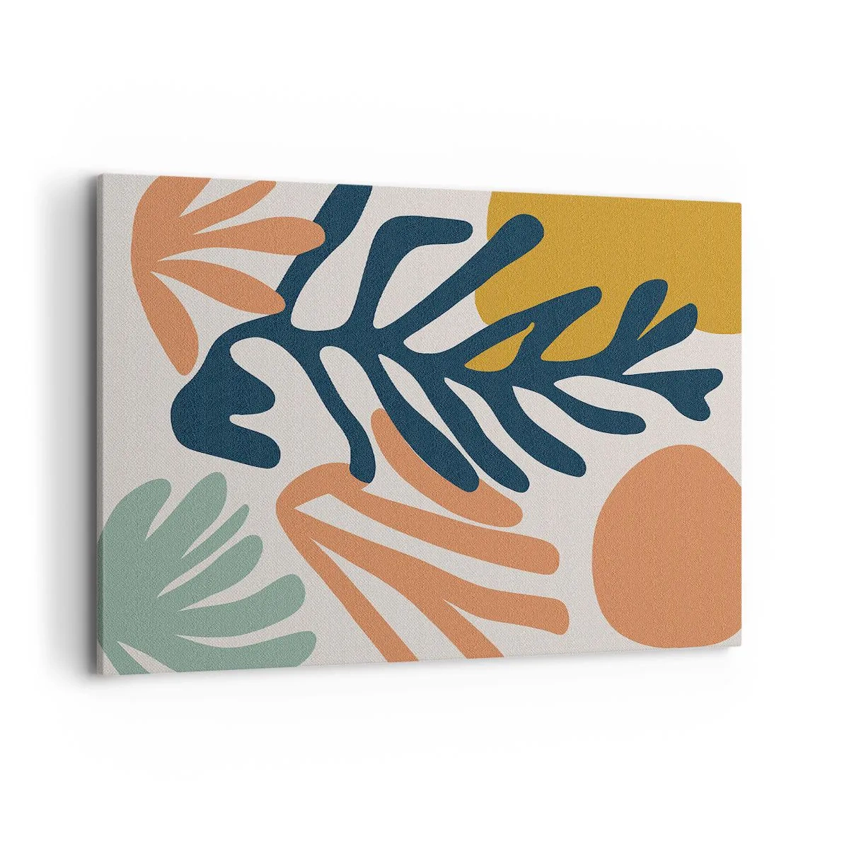 Bild auf Leinwand - Leinwandbild - Bunte Blätter im abstrakten Stil - 100x70cm - Korallenmeere - Moderne Wanddekoration für Wohnzimmer und Schlafzimmer ARTTOR