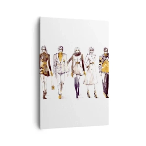 Bild auf Leinwand - Leinwandbild - Skizze einer Gruppe von Menschen in modischen Outfits - 70x100cm - Lässiger Chic, lässige Eleganz - Moderne Wanddekoration für Wohnzimmer und Schlafzimmer ARTTOR
