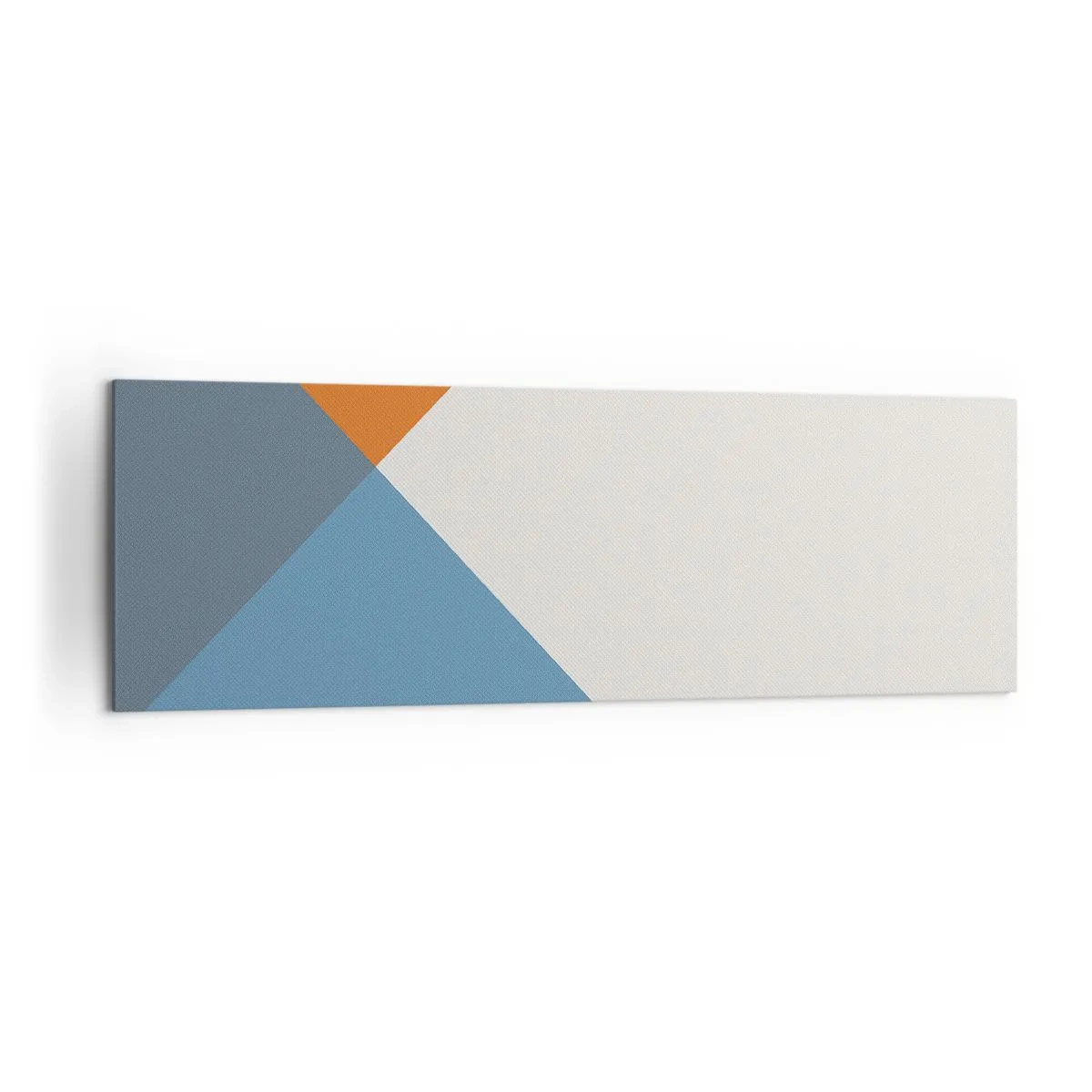Bild auf Leinwand - Leinwandbild - Geometrische Dreiecke in Blau- und Orangetönen - 160x50cm - In einem Winkel… - Moderne Wanddekoration für Wohnzimmer und Schlafzimmer ARTTOR