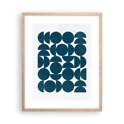 Poster in einem Rahmen aus heller Eiche - Kreise und Halbkreise - 40x50 cm