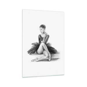 Glasbild - Bild auf glas - Eine Skizze einer Ballerina im dezenten, klassischen Stil - 70x100cm - Vom Tanz verzaubert - Moderne Wanddekoration für Wohnzimmer und Schlafzimmer ARTTOR