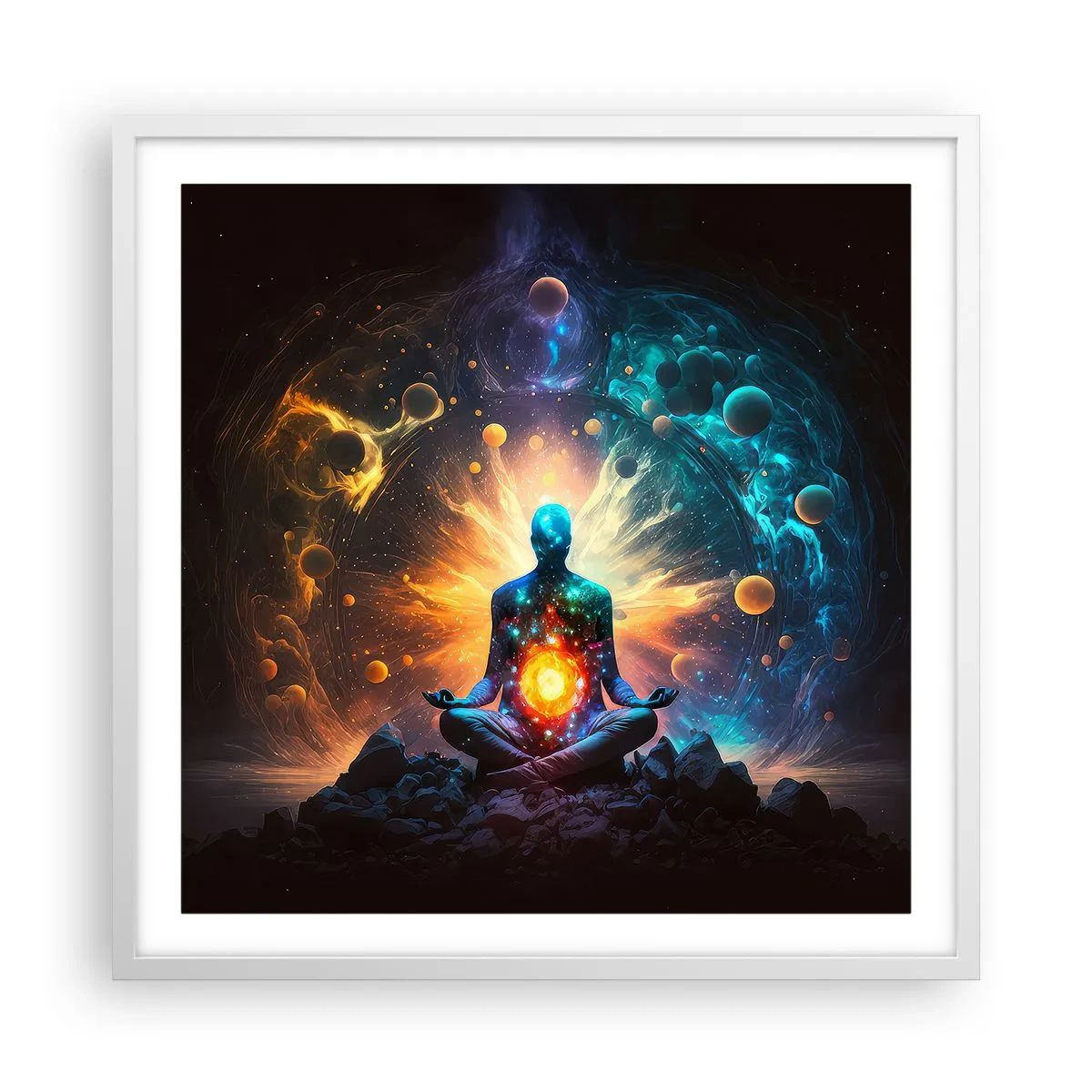 Poster in einem weißen Rahmen - Kosmischer Frieden - 60x60 cm