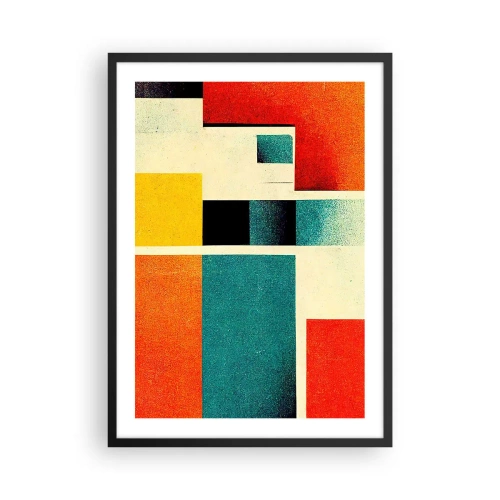 Poster in einem schwarzem Rahmen - Geometrische Abstraktion im modernistischen Stil - 50x70cm - Geometrische Abstraktion – gute Energie - Moderne Wanddekoration für Wohnzimmer und Schlafzimmer ARTTOR