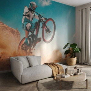 Selbstklebende Fototapete Deluxe Sticker - Fahrrad-Wahnsinn-Dämon - Fahrrad, Geschwindigkeit, Sportwettkämpfe - 100x70 cm