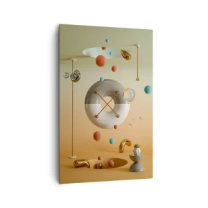 Bild auf Leinwand - Leinwandbild - Geometrische Figuren in Pastellfarben in surrealistischer Anordnung - 80x120cm - Alles kann passieren - Moderne Wanddekoration für Wohnzimmer und Schlafzimmer ARTTOR