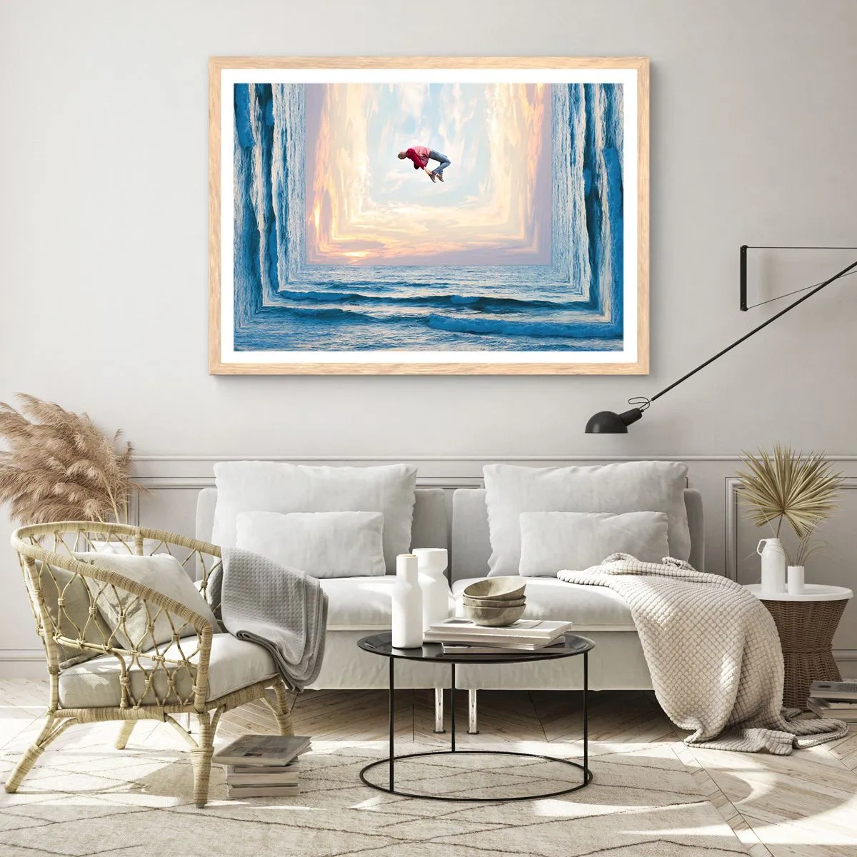Poster in einem Rahmen aus heller Eiche - In eine andere Dimension - 91x61 cm