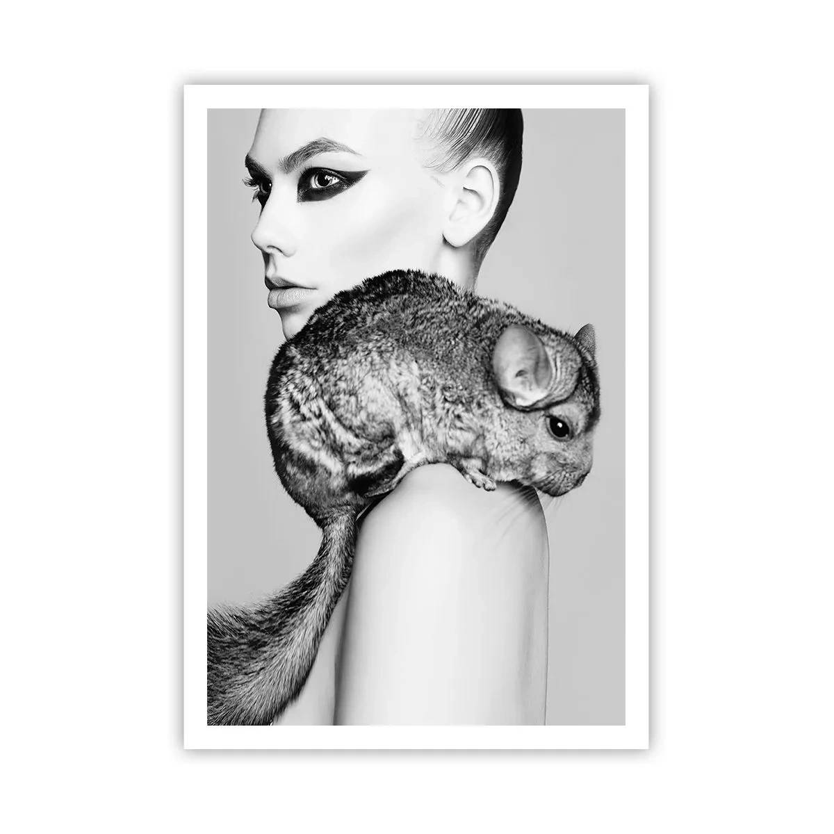Poster - Dame mit einem Chinchilla - 70x100 cm