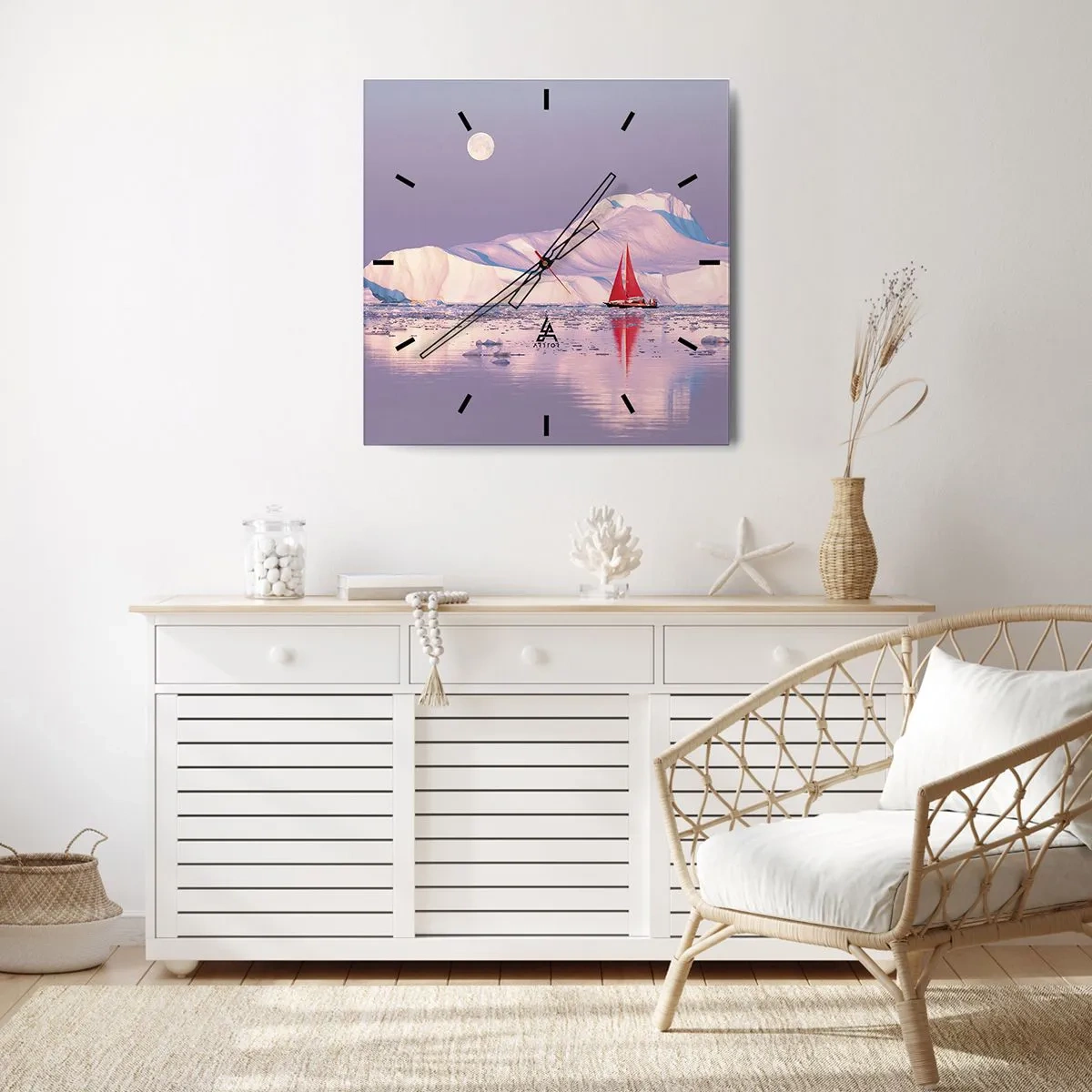 Wanduhr - Glasuhr - Die Hitze des Segels, die Kälte des Eises - 40x40 cm