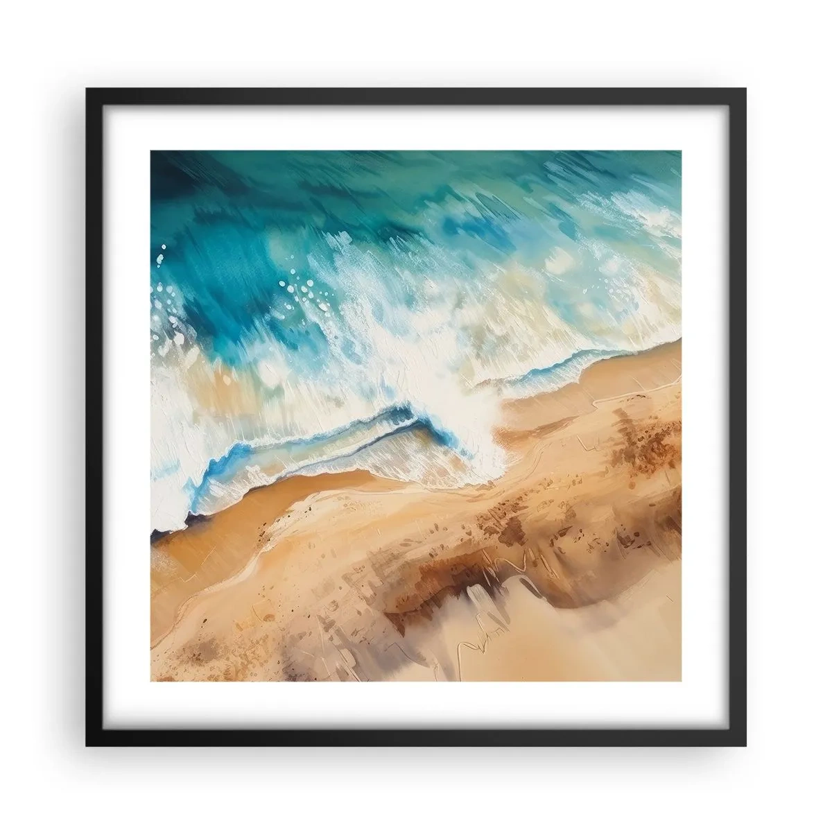 Poster in einem schwarzem Rahmen - Zurückkehrende Welle - 50x50 cm