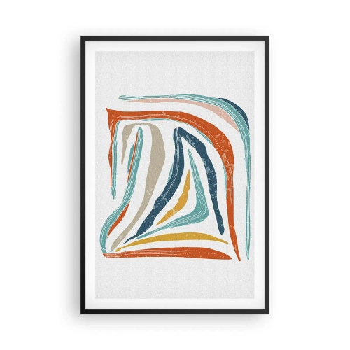 Poster in einem schwarzem Rahmen - Abstraktion mit einem freundlichen Lächeln - 61x91 cm