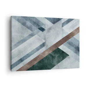 Bild auf Leinwand - Leinwandbild - Geometrische Formen in kühlen Blau- und Brauntönen - 70x50cm - Anspruchsvolle Eleganz der Geometrie - Moderne Wanddekoration für Wohnzimmer und Schlafzimmer ARTTOR