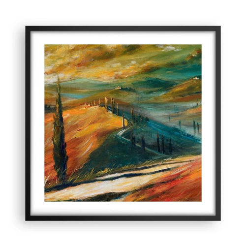Poster in einem schwarzem Rahmen - Toskanische Landschaft - 50x50 cm