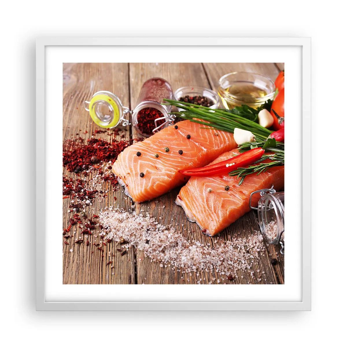 Poster in einem weißen Rahmen - Norwegisches Abenteuer in der Küche - 50x50 cm