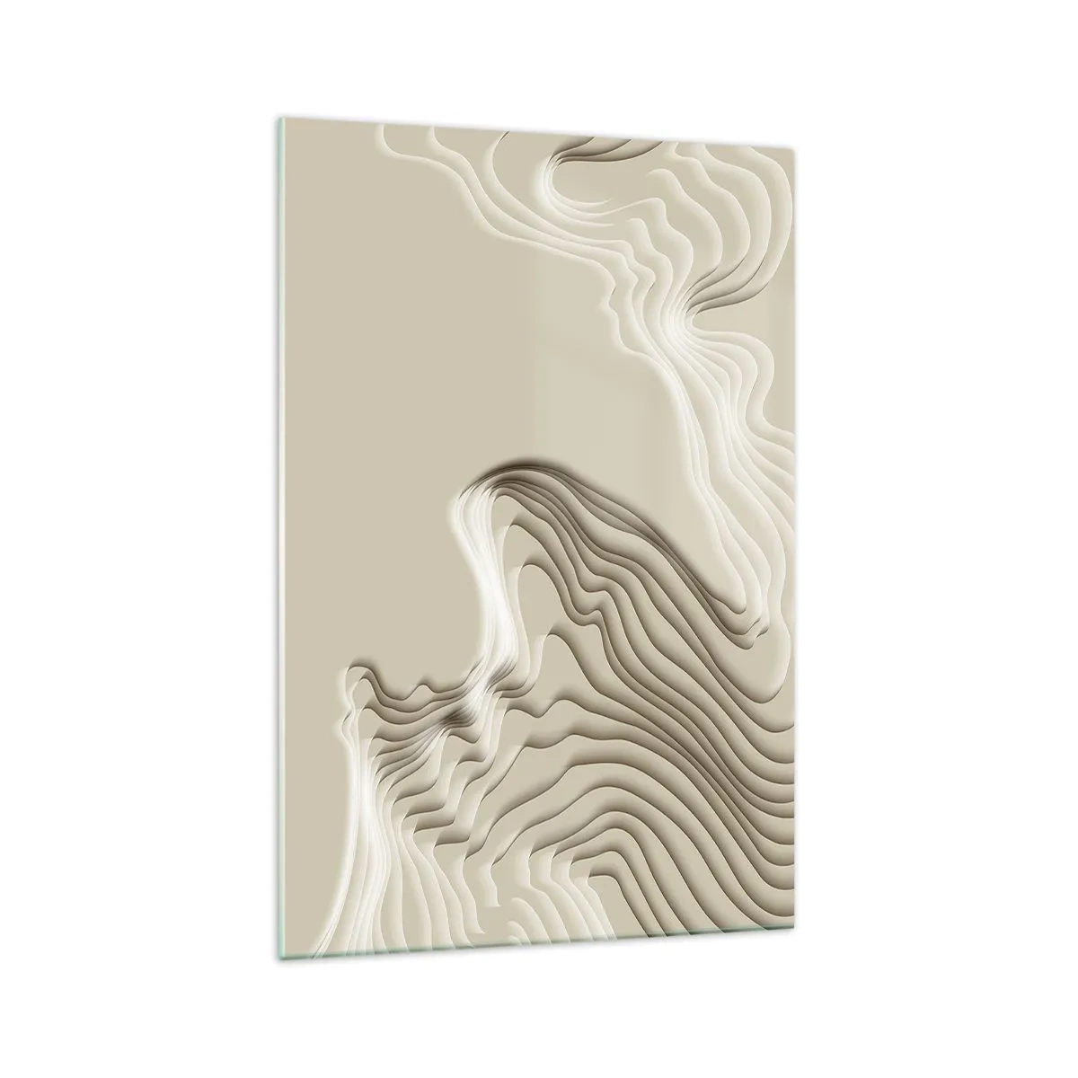 Glasbild - Bild auf glas - Ein abstraktes Muster in Beigetönen mit linearer Wirkung. - 70x100cm - Topographie der Kunst - Moderne Wanddekoration für Wohnzimmer und Schlafzimmer ARTTOR