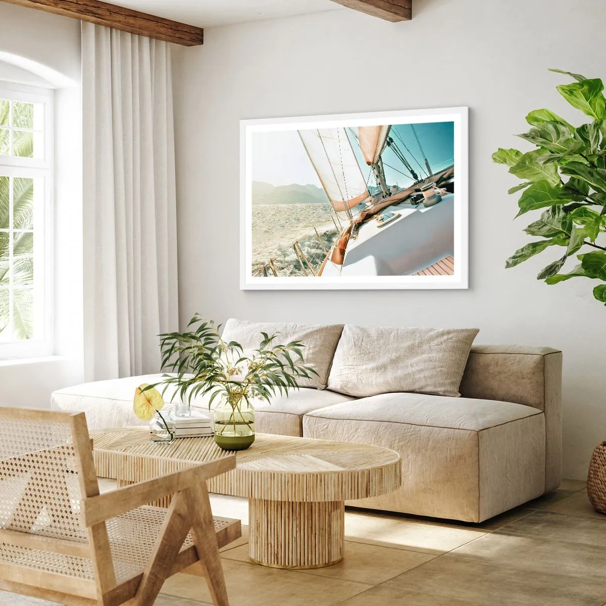 Poster in einem weißen Rahmen - Unter vollen Segeln - 50x40 cm