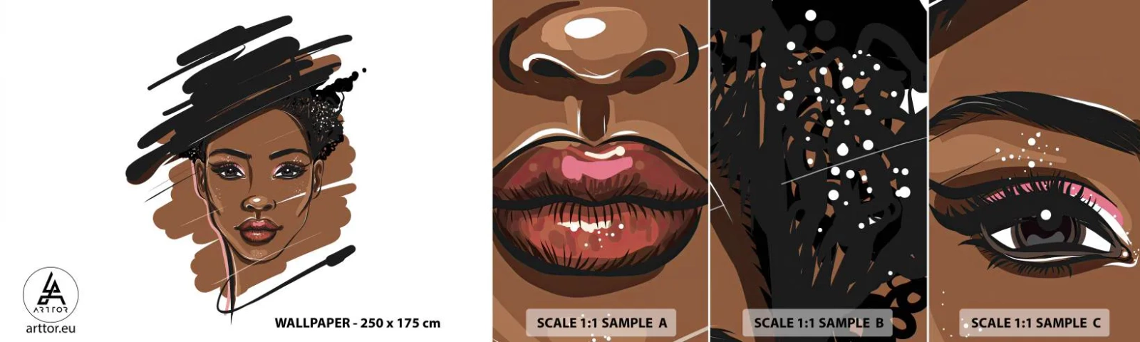 Fototapeten Muster Selbstklebend Deluxe Sticker - Süß wie Schokolade - Frau, Mode, Porträt einer Frau - 100x30 cm