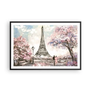 Poster in einem schwarzem Rahmen - Aprilspaziergang durch Paris - 91x61 cm