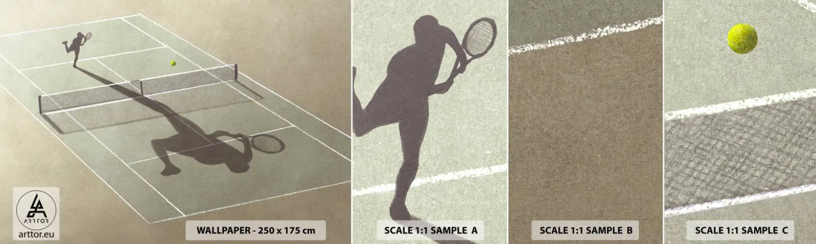 Fototapeten Muster Selbstklebend Deluxe Sticker - Überwinde dich selbst - Tennis, Gerichte, Sport - 100x30 cm