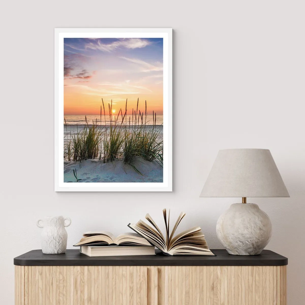 Poster in einem weißen Rahmen - Schau, denk, fühl - 50x70 cm