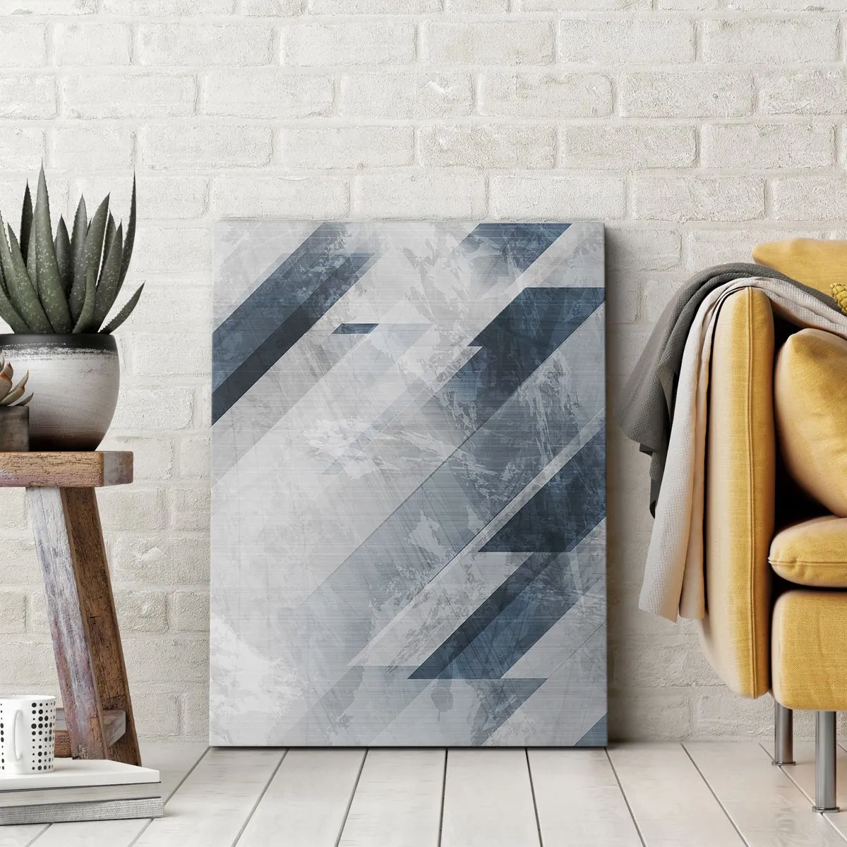 Bild auf Leinwand - Leinwandbild - Räumliche Komposition - graue Bewegung - 65x120 cm