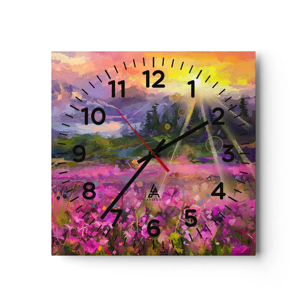 Wanduhr - Glasuhr - Im Tal unter dem Schutz der Sonne - 30x30 cm