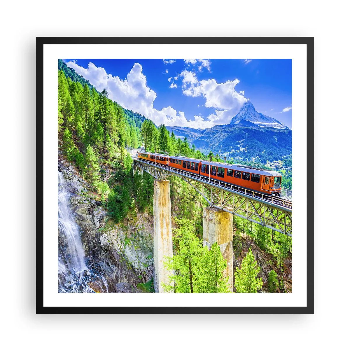 Poster in einem schwarzem Rahmen - Jetzt sind Alpen dran - 60x60 cm