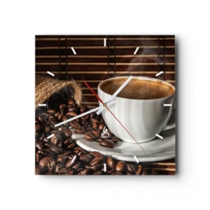 Wanduhr - Glasuhr - Die Schwärze von Kohle, die Klarheit von Bernstein - 40x40 cm