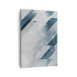 Bild auf Leinwand - Leinwandbild - Abstrakte Linien in Grau- und Blautönen - 70x100cm - Räumliche Komposition - graue Bewegung - Moderne Wanddekoration für Wohnzimmer und Schlafzimmer ARTTOR