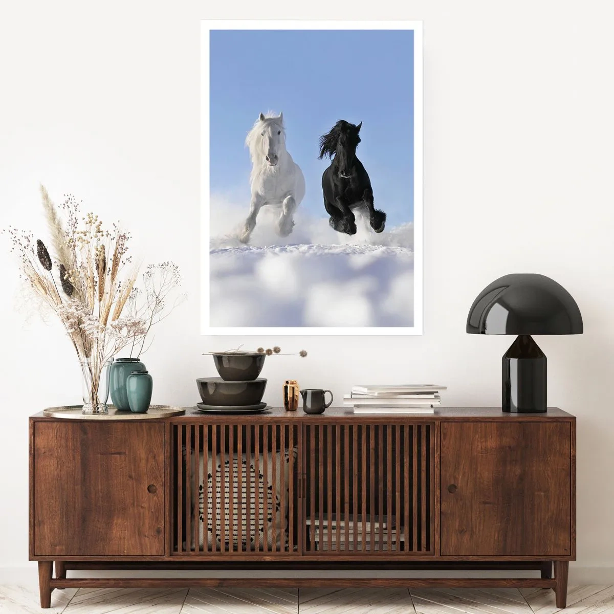 Poster - Schwarz-Weiß-Galopp - 30x40 cm