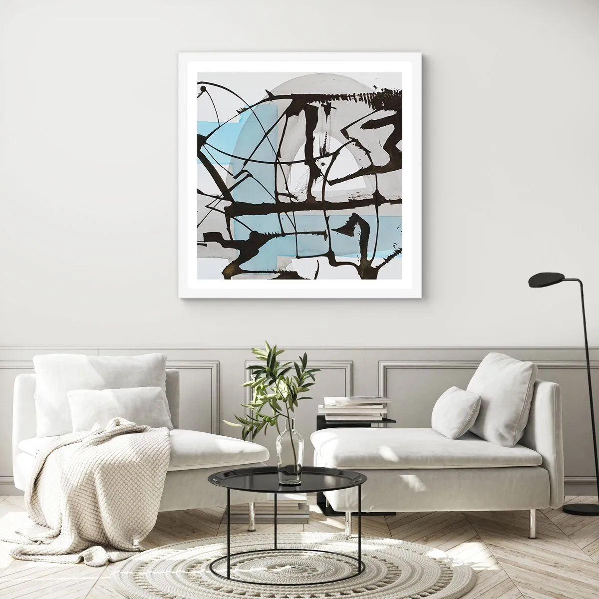 Poster in einem weißen Rahmen - Trotzdem blau - 50x50 cm