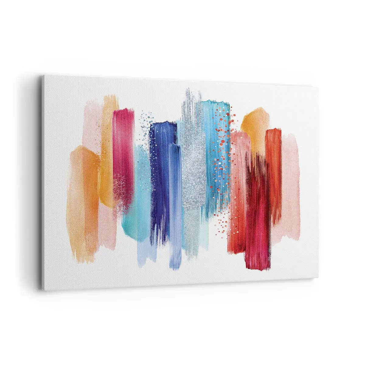 Bild auf Leinwand - Leinwandbild - Bunte Pinselstriche auf weißem Hintergrund - 120x80cm - Auf und ab - Moderne Wanddekoration für Wohnzimmer und Schlafzimmer ARTTOR
