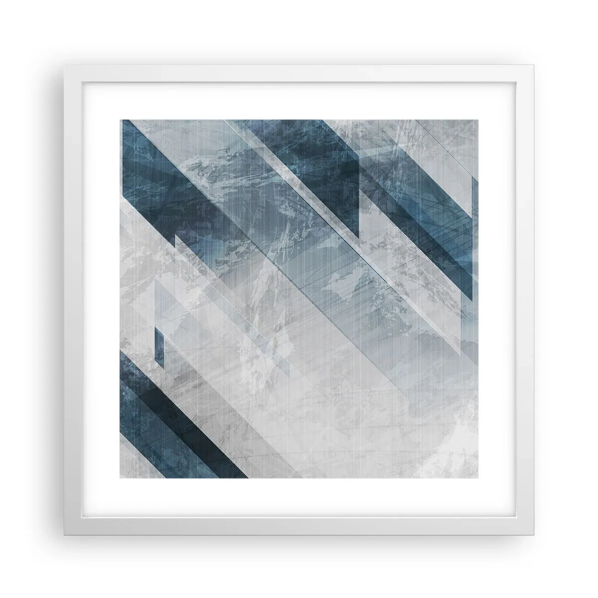 Poster in einem weißen Rahmen - Räumliche Komposition - graue Bewegung - 40x40 cm