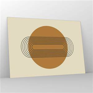 Glasbild - Bild auf glas - Geometrische Abstraktion mit Kreisen und Linien - 100x70cm - Perfekter Plan - Moderne Wanddekoration für Wohnzimmer und Schlafzimmer ARTTOR